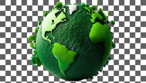 تصویر PNG سه بعدی طرح کره زمین سبز