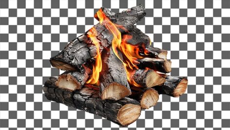 تصویر PNG چوب در حال سوختن در آتش