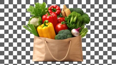 تصویر PNG سبزیجات تازه داخل پاکت