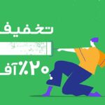 وکتور بنر تخفیف طرح کاراکتر نقاش و غلطک رنگ