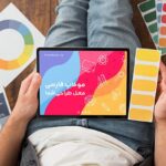 فایل لایه باز نمای بالا موکاپ تبلت و مرد