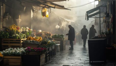 تصویر پس زمینه مردم در بازار قدیمی