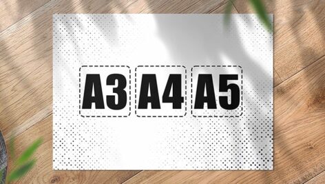 فایل لایه باز موکاپ برگه و کاغذ افقی سایز A4 , A5 , A3