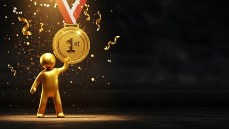 تصویر کاراکتر سه بعدی با مفهوم موفقیت و نفر اول شدن