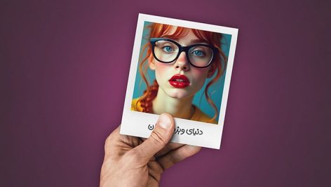 فایل لایه باز موکاپ فارسی فریم و افکت عکس با دست