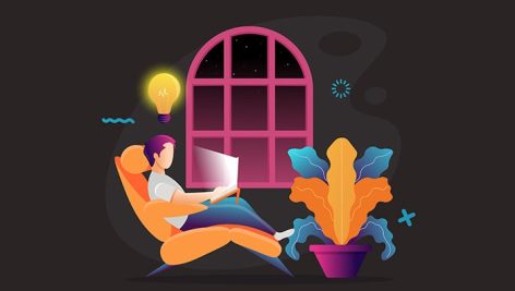 وکتور کاراکتر مرد برنامه نویس فریلنسر با لپ تاپ