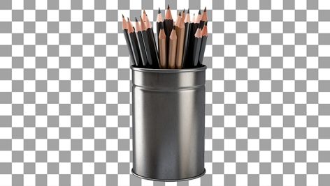 تصویر PNG مجموعه مداد داخل قوطی فلزی