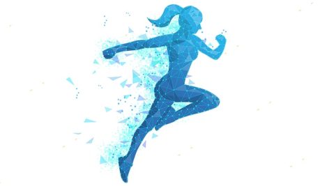 فایل لایه باز گرافیکی زن دونده ورزشکار سبک Low Poly