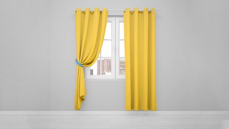 elegant window with white curtains white wall Top