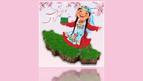 فایل لایه باز بنر فارسی نوروز طرح نقشه ایران و کاراکتر دختر