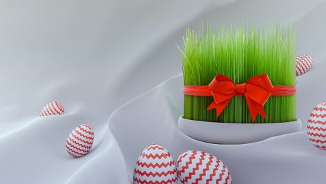 تصویر پس زمینه طرح سه بعدی سبزه نوروز و تخم مرغ رنگی