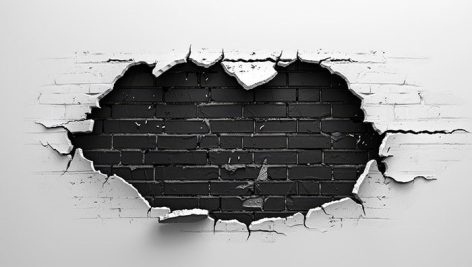 تصویر سه بعدی دیوار آجری ترک خورده