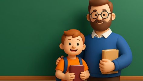 تصویر کاراکتر سه بعدی معلم و دانش آموز