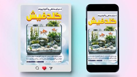 فایل لایه باز بنر آکواریوم و ماهی فروشی طرح پست و استوری