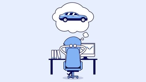 وکتور کاراکتر مرد تاجر و فکر کردن به قیمت ماشین
