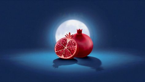 تصویر انار شب یلدا با زمینه ماه