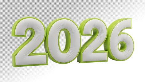 تصویر PNG سال 2026 طرح سه بعدی
