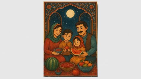 تصویر خانواده ایرانی در شب یلدا