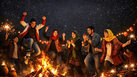 تصویر دختران و پسران در جشن چهارشنبه سوری