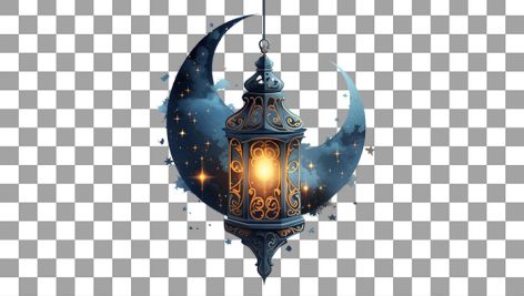 تصویر PNG هلال ماه رمضان و فانوس