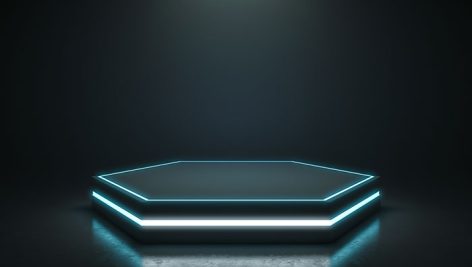 تصویر پودیوم سه بعدی طرح نئون