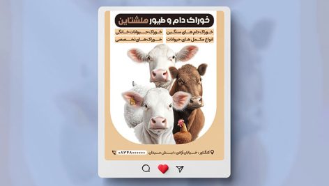 فایل لایه باز بنر اینستاگرام خوراک دام