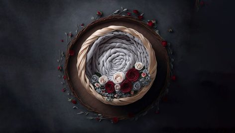 تصویر بک دراپ عکاسی نوزاد طرح سبد