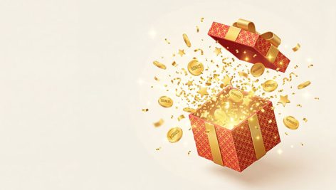 تصویر جعبه کادو با مفهوم جایزه و قرعه کشی