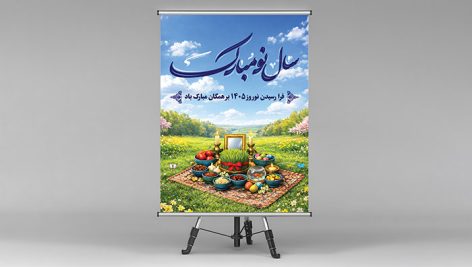 فایل لایه باز بنر نوروز طرح هفت سین در طبیعت