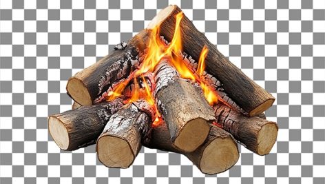 تصویر PNG چوب و هیزم در حال سوختن در آتش