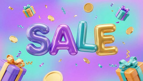 تصویر کلمه SALE و فروش با جعبه کادو