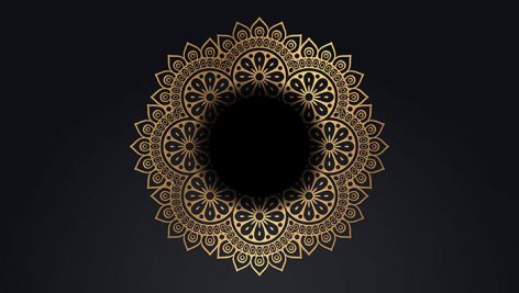 وکتور ماندالا و اسلیمی طرح طلایی گلدار