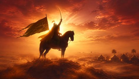 تصویر امام حسین در صحرای کربلا