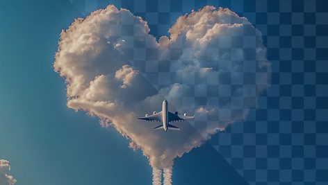 تصویر PNG ابر طرح قلب با مفهوم مسافرت
