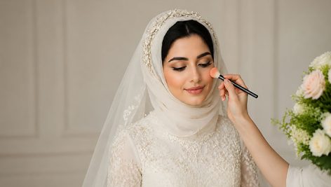 تصویر عروس ایرانی در حال آرایش کردن