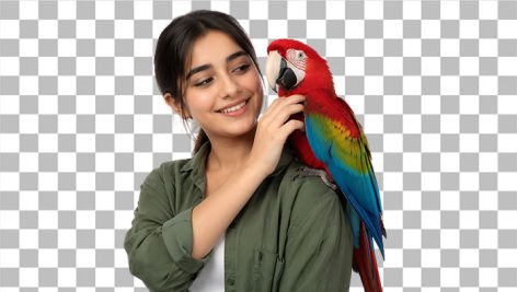 تصویر PNG دختر ایرانی با پرنده
