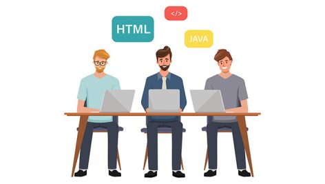 وکتور کاراکتر برنامه نویس ها با لپ تاپ
