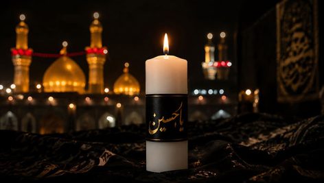 تصویر شمع با زمینه حرم امام حسین طرح شام غریبان