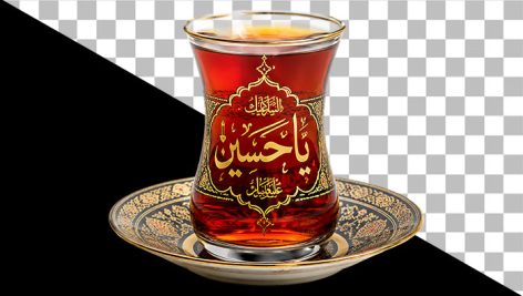 تصویر PNG استکان چای نذری محرم طرح یا حسین