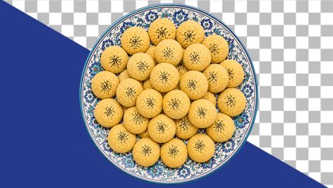 تصویر PNG نان برنجی و بشقاب سنتی میناکاری