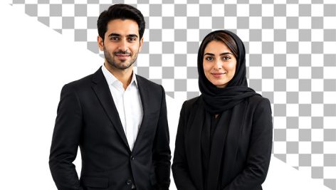 تصویر PNG زن و مرد جوان ایرانی با لباس رسمی