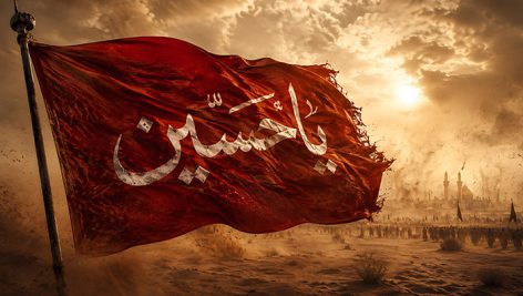 تصویر محرم طرح پرچم امام حسین در صحرای کربلا