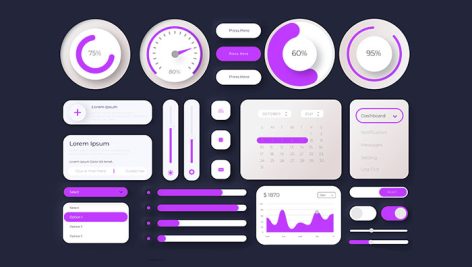 دانلود وکتور UI Kit مدرن داشبورد با نمودار و المان‌ های رابط کاربری | فایل EPS