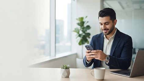 دانلود تصویر استوک مرد ایرانی در دفتر کار مدرن | مناسب کسب‌ و کار و استارتاپ