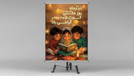 دانلود طرح‌ بنر فارسی لایه باز روز ملی ادبیات کودک و نوجوان | فرمت PSD