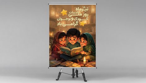 دانلود طرح‌ بنر لایه باز روز ملی ادبیات کودک و نوجوان | فرمت PSD
