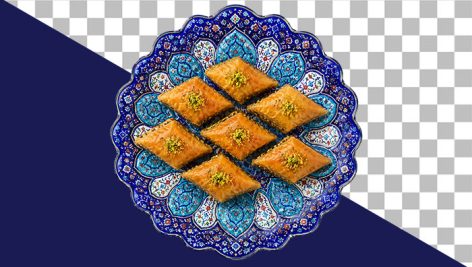 دانلود عکس دوربری شده باقلوا یزدی PNG | تصویر شیرینی سنتی بدون پس‌ زمینه