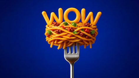 دانلود تصویر خلاقانه اسپاگتی با نوشته WOW | عکس تبلیغاتی غذا و ماکارونی 2 دانلود عکس تبلیغاتی اسپاگتی با نوشته WOW | تصویر خلاقانه پاستا و ماکارونی