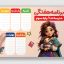 طرح لایه باز برنامه هفتگی مدرسه دخترانه PSD | جدول ساعات درسی ابتدایی و مهدکودک