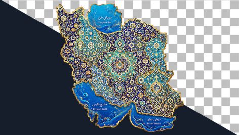 دانلود PNG نقشه ایران طرح تذهیب و اسلیمی | عکس دوربری نقشه سنتی ایران